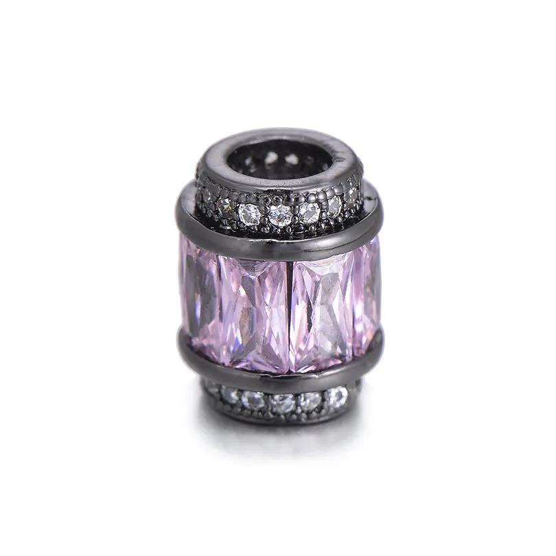 pink black Pipitree Роскошный Розовый Красный Циркон зеленый с золотистыми вставками бисер браслет кулон большое отверстие микро Pave CZ Медь DIY Обворожительные украшения из бусин - Цвет: pink black