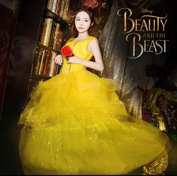 

Movie Beauty and The Beast Cosplay Princess Belle Costume for Women Girl Princess Dresses Adult Fancy Dress for Halloween Party