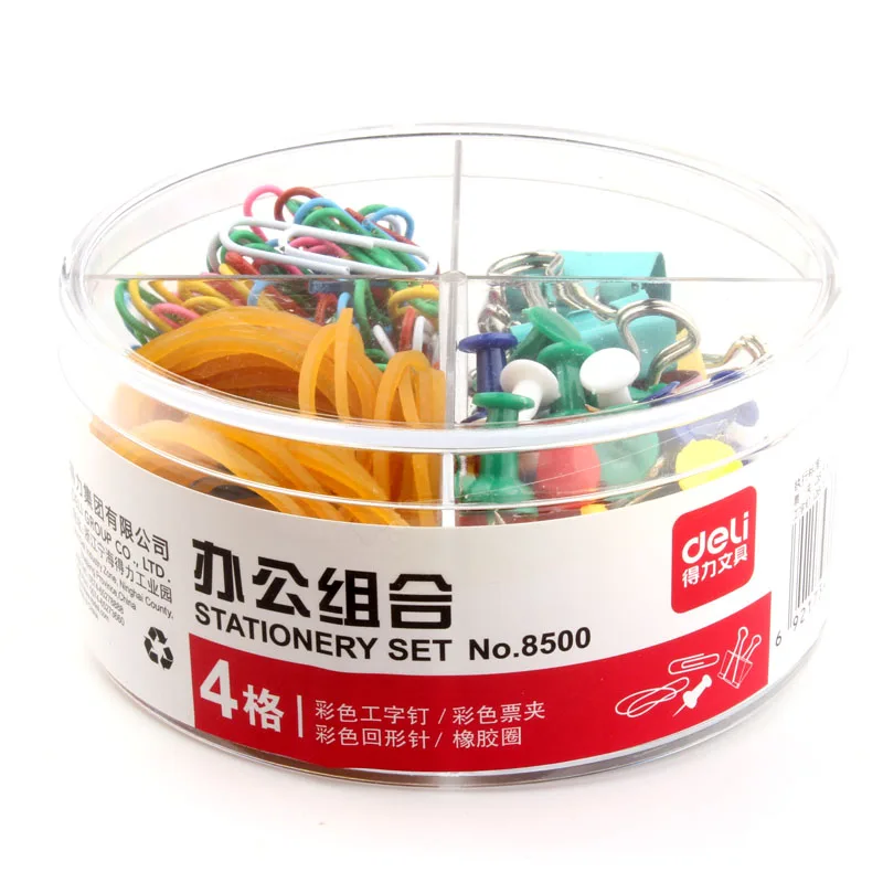 

Deli Quality Paper Binder Clips Elasticity Band Rubberband Plastic Cork Board Safety Colored Push Pins Set Office Supplies
