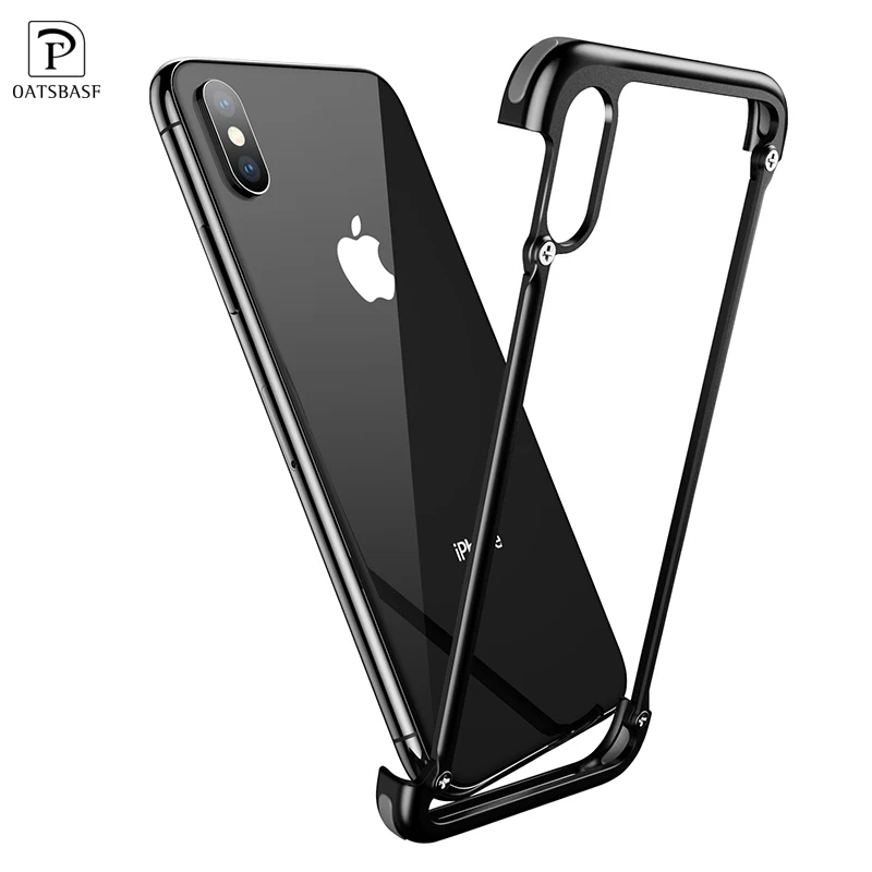 

OATSBASF For iPhone XS luxury Airbag Metal Personality shockproof Protection case for iPhone XS Case Slim Metal Bumper Cover