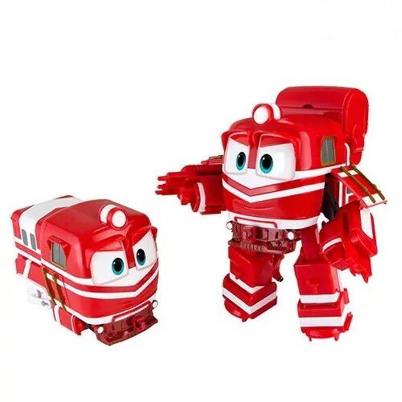 Новинка; Лидер продаж; 4 шт./компл. 8 см робот поезда трансформации Kay Alf динамический поезд Семья деформации вагон фигурка игрушки куклы - Цвет: red   no box