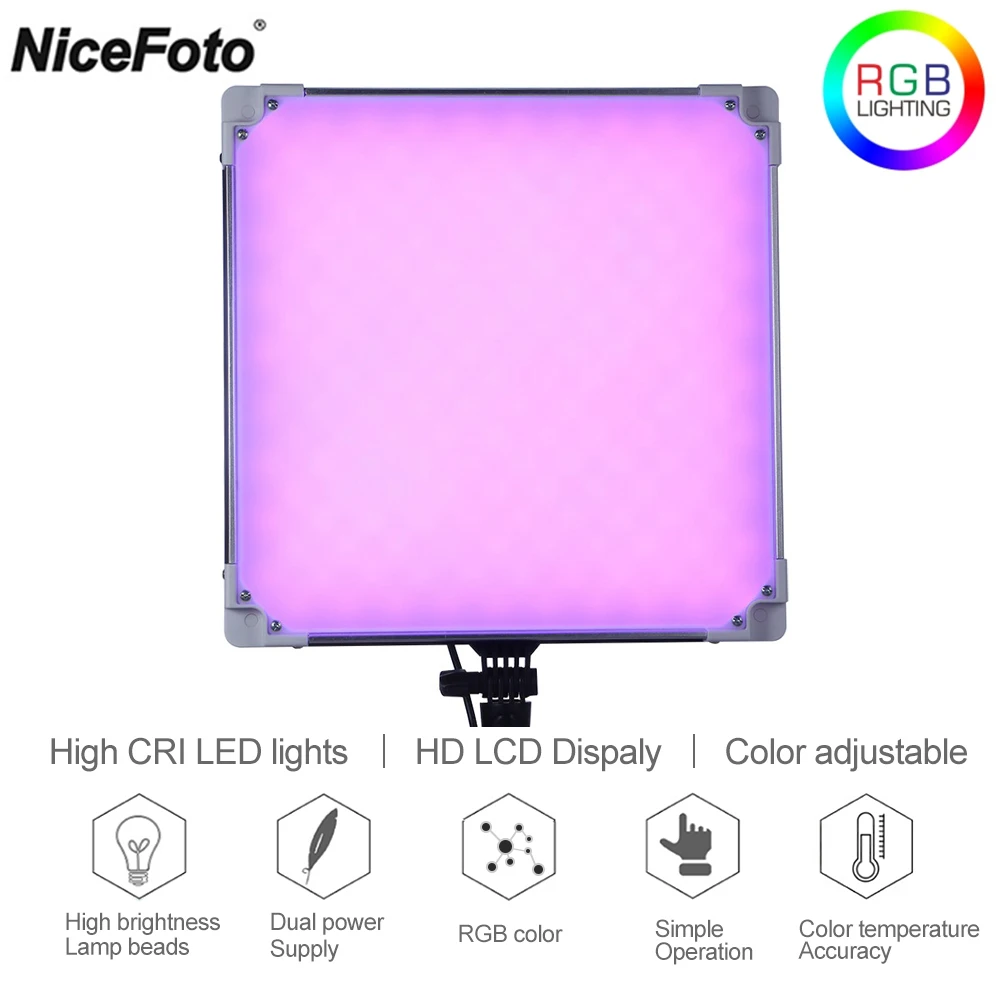 NiceFoto RGB Полноцветный Мини светодиодный светильник TC-668 360 шт. Регулировка бусин CRI95+ ЖК-дисплей профессиональный для видеосъемки