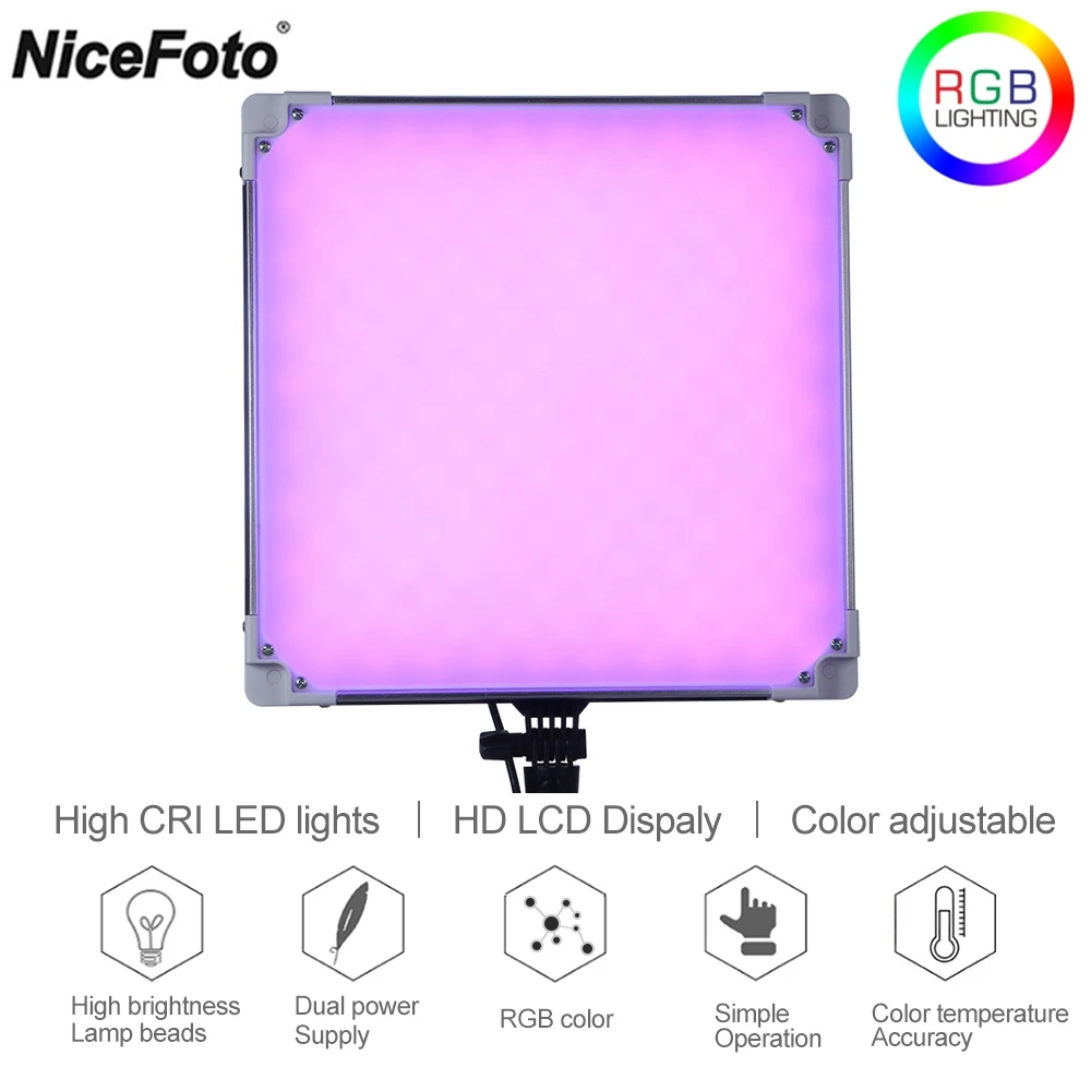US $219.00 NiceFoto RGB FullColor Mini LED Video Light TC668 360Pcs Beads Adjustment CRI95 LCD Display Professional For Video Shooting