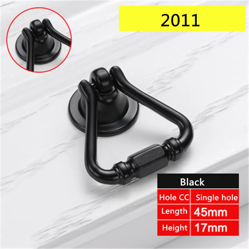 

Single hole Length 45mm Black color zinc alloy furniture handle cabinet knobs drawer single knobs pulls