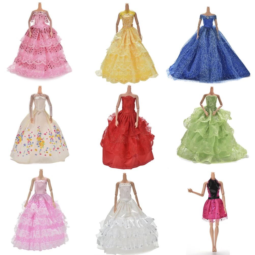 

Elegant Handmade Summer Bridal Gown Princess Dress Clothes Embroidered Wedding Party Red Dress For Barbie Doll Acessories