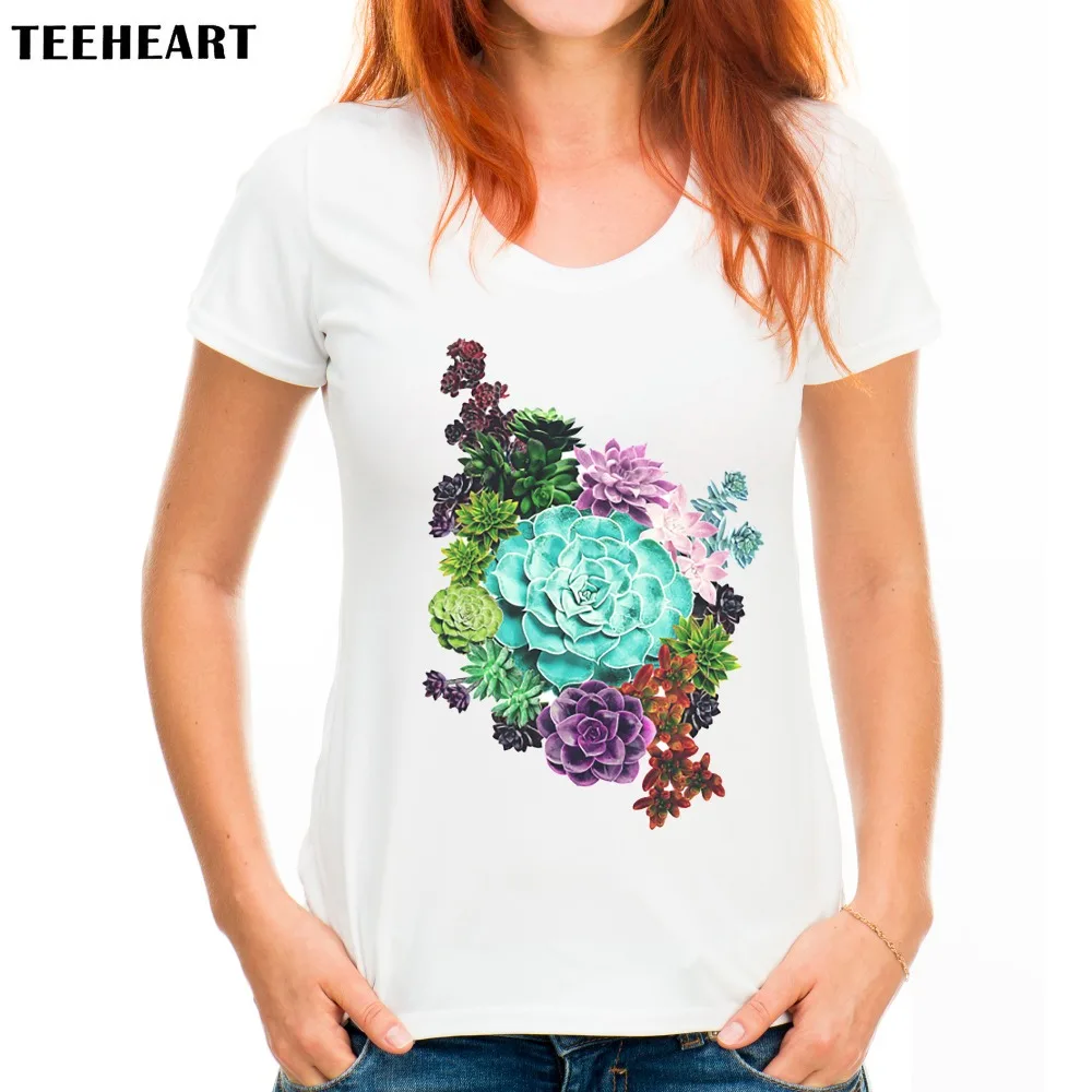TEEHEART Женская свежая красочная футболка с растениями топы-новинки милые футболки