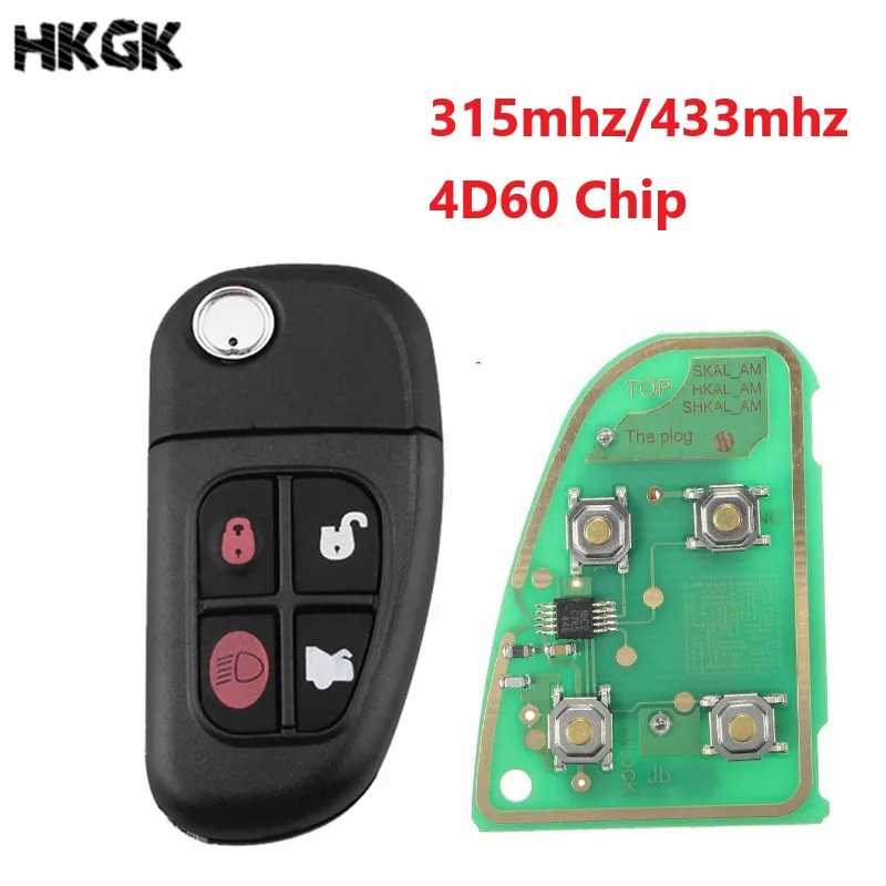 4 BOTTONS CAR AUTO FLIP REMOTE KEY FOR JAGUAR 02-08 X TYPE S TYPE XJ 433MHZ WITH 4D60 CHIP WITH LOGO