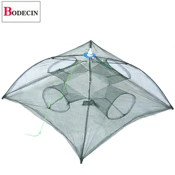 

Folded Portable 4 Holes Fishing Casting Net Nylon Network Casting Crayfish Catcher Bait Fish Trap Cages Crab Mesh Nets China