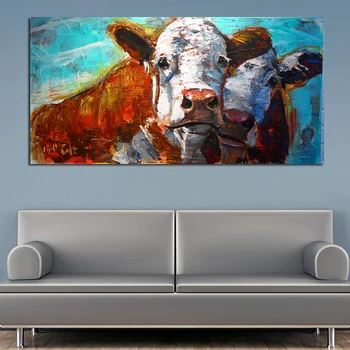 

1 Piece Watercolor Cow Canvas Painting Huge Size Animal Decorative Picture Canvas Prints Posters For Living Room Print Unframed