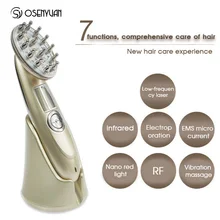 От выпадения волос гребень rf EMS медсестра светодиодный фотонный лазер стимуляции волос отрастающая щетка головы ремонт Массажер для волос