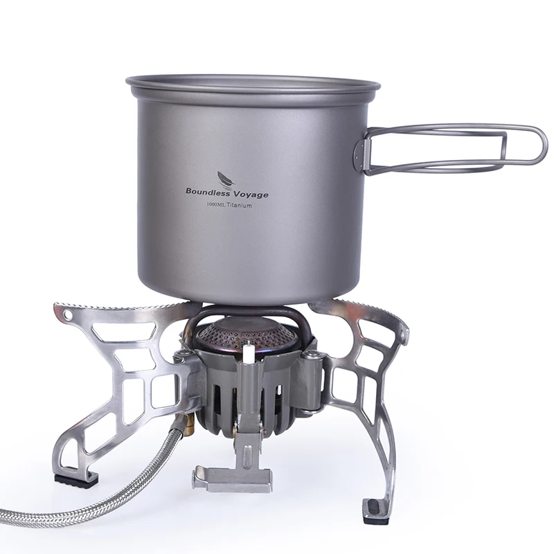 Tigela com Titânio Alça de Acampamento ao ar Boundless Viagem Titanium Dobrável Livre Piquenique Panelas Conjunto Talheres 1000 ml Ti1502b Pot 8 Esporte e Lazer