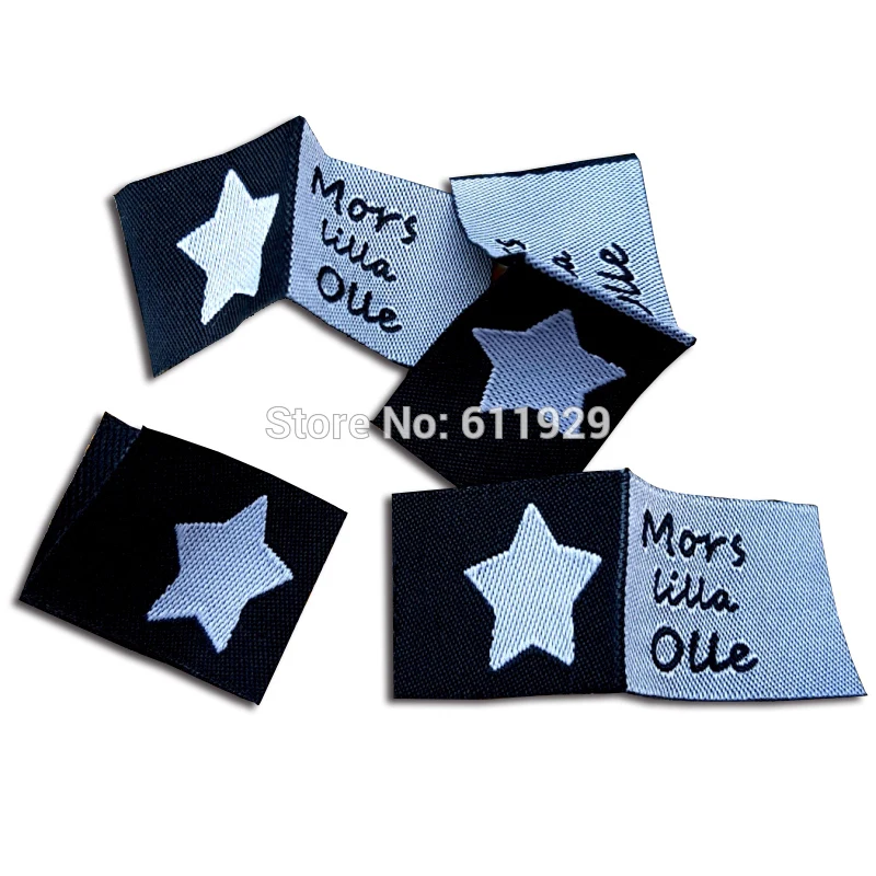 Free shipping custom clothing loop fold center fold tags/woven labels