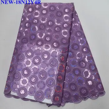 

Most popular Purple color High Quality Nigerian embroidered Organza Lace Fabric 2018 French Net Lace Fabric With Sequins GWE-02