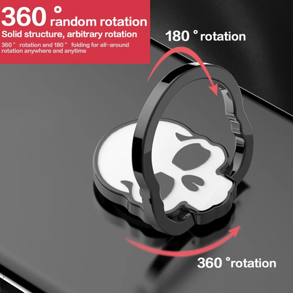 Innovative Skull Shape Mobile Phone Ring Holder 360 Rotation Adjustable Metal Cell Phone Finger Ring Holder for Samsung J25