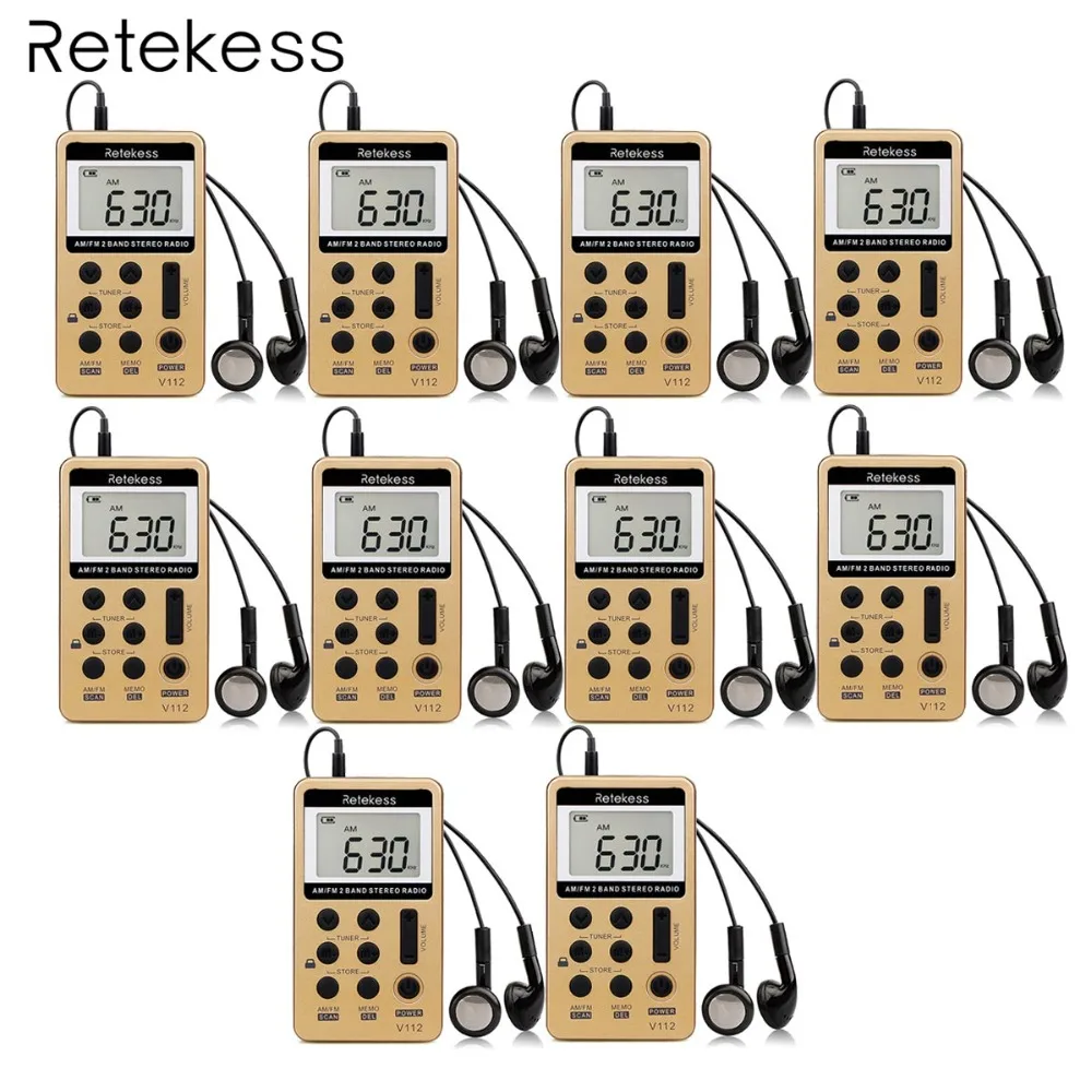 10pcs Retekess V112 Mini Pocket Radio FM AM Digital Tuning Radio Receiver with Rechargeable Battery & Earphone F9202 цена 10pcs Retekess V112 Mini Pocket Radio FM AM Digital Tuning Radio Receiver with Rechargeable Battery & Earphone F9202 цены онлайн