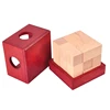 IQ Wooden Soma Cube Red Wooden Box with Cube Puzzle Logic Brain Teaser Wood Game Toys 3D Puzzles for Teens Adults Children Gifts 3