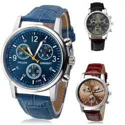 Мода 2018 новый бренд Роскошные мужские искусственная кожа спортивные часы арабский числовой маркер кварцевые наручные часы