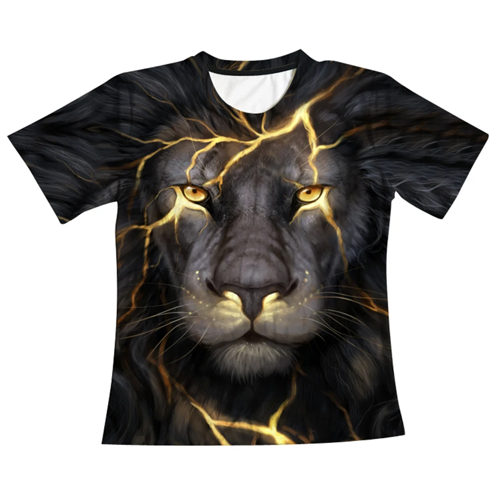 NOVAVOJO Unisex 3D Printed Short Sleeve Lion T-Shirt Tees S-3XL | Мужская одежда