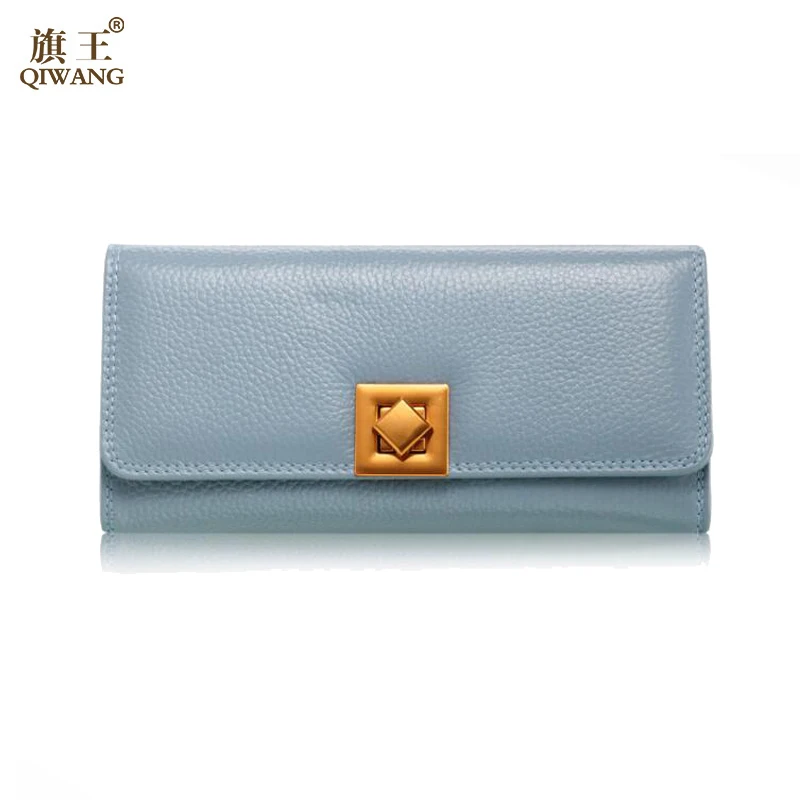 QIWANG Fashion Ruen Lock Wallets Women Wallet Clutch Large Capacity Wallet Leather Female Long