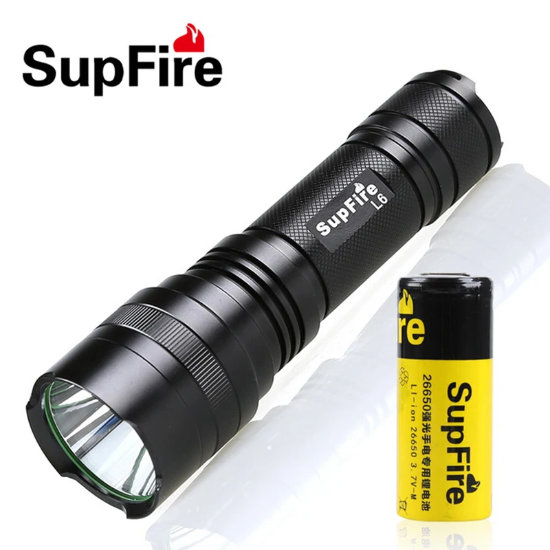 

Supfire L6-XPE Led Light Cree Q5 300LM Waterproof Led Flashlights with 5 Modes Zoomable Led Torch by 18650 Battery