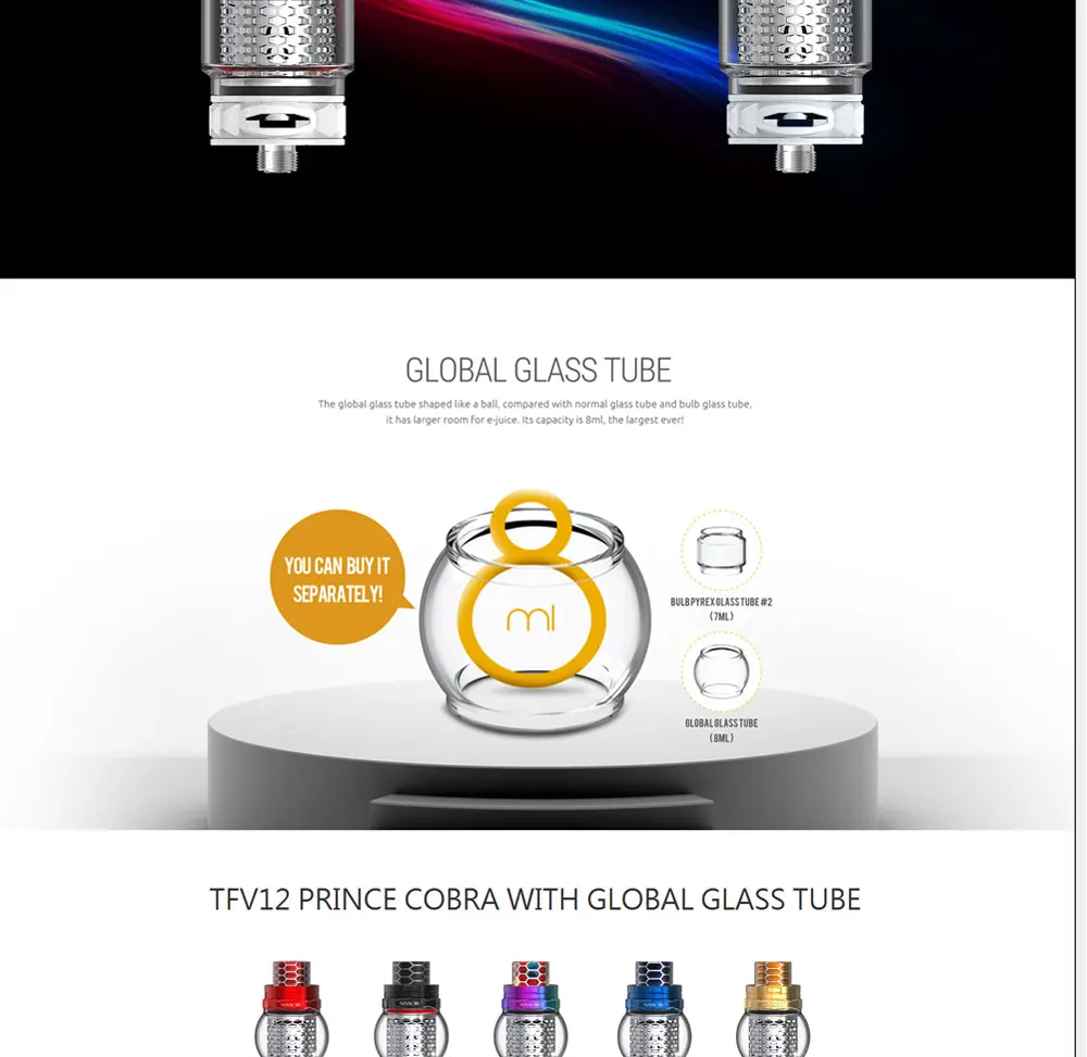 Pre-sale SMOK Electronic Cigarettes Atomizer Smok TFV12 Prince Cobra Tank 7ml Capacity with 0.15ohm StripMesh Clapton Coil Head (8)