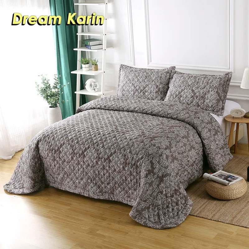 

Dream Karin 10 Print Pattern Polyester Quilt European Style Summer Bedspread Coverlet With Pillowcases Home Textile 230*250 CM