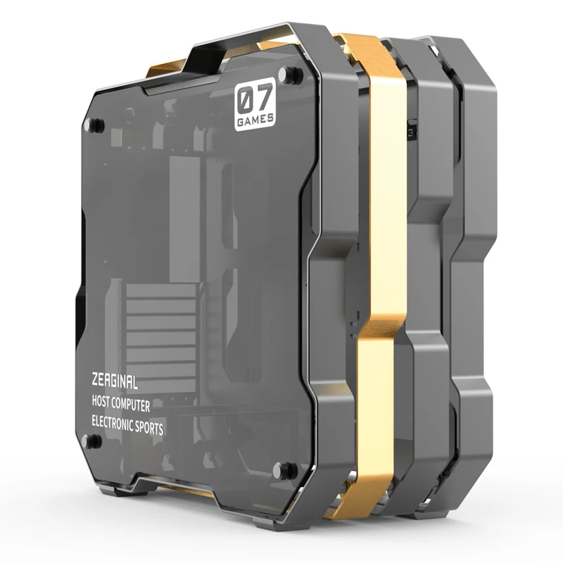 Case para Resfriamento de Água Zeaginal Médio Torre Chassis Desktop Computador Atx Gamer Mod Case Faça Você Mesmo Vidro Zc-07