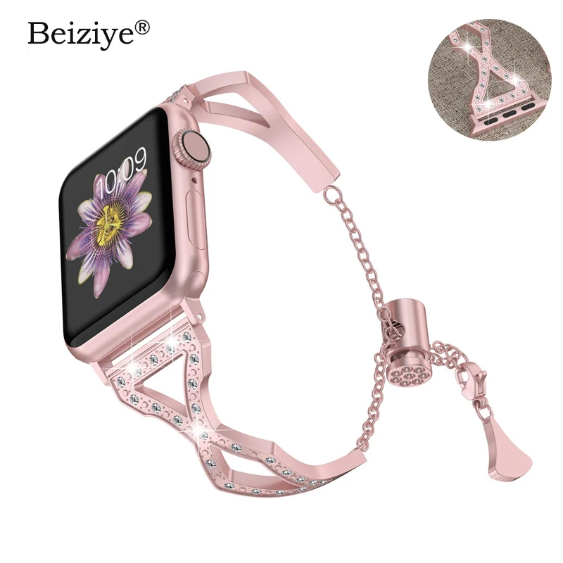 

Women Jewelry Bracelet Strap For Apple Watch Bands 42mm 38mm 44mm 40mm Stainless Steel Metal Wristband For iWatch Series 4 3 2 1