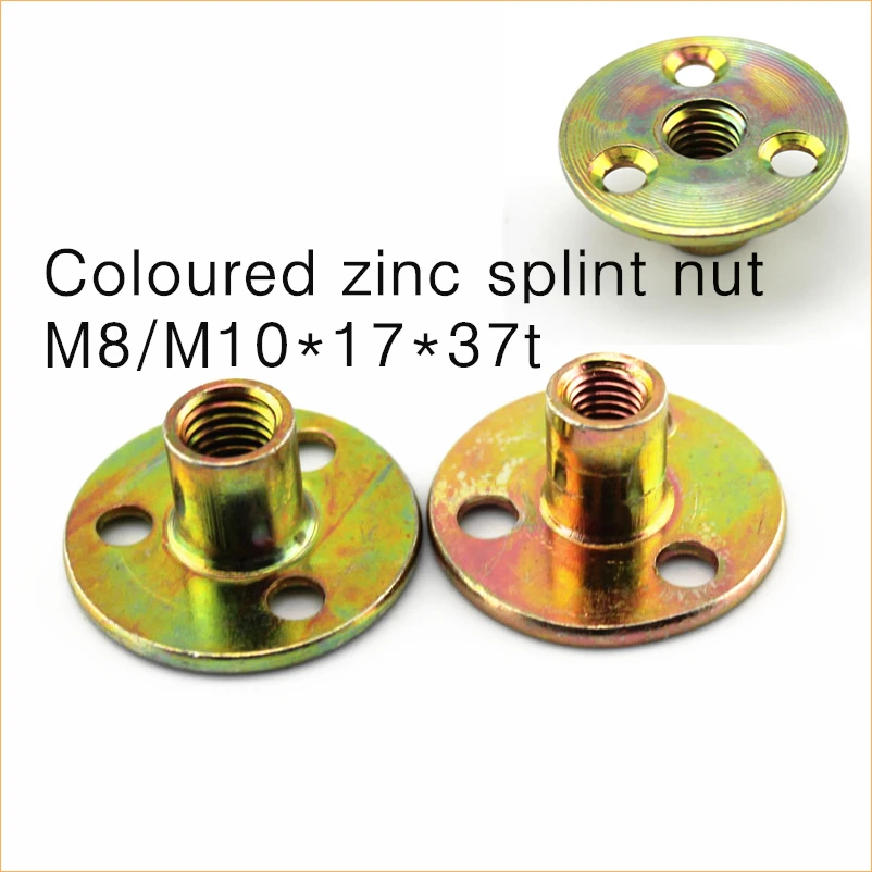 

1PCS Coloured zinc splint nut,Model lock nut M8/M10*17*37 iron plate nut