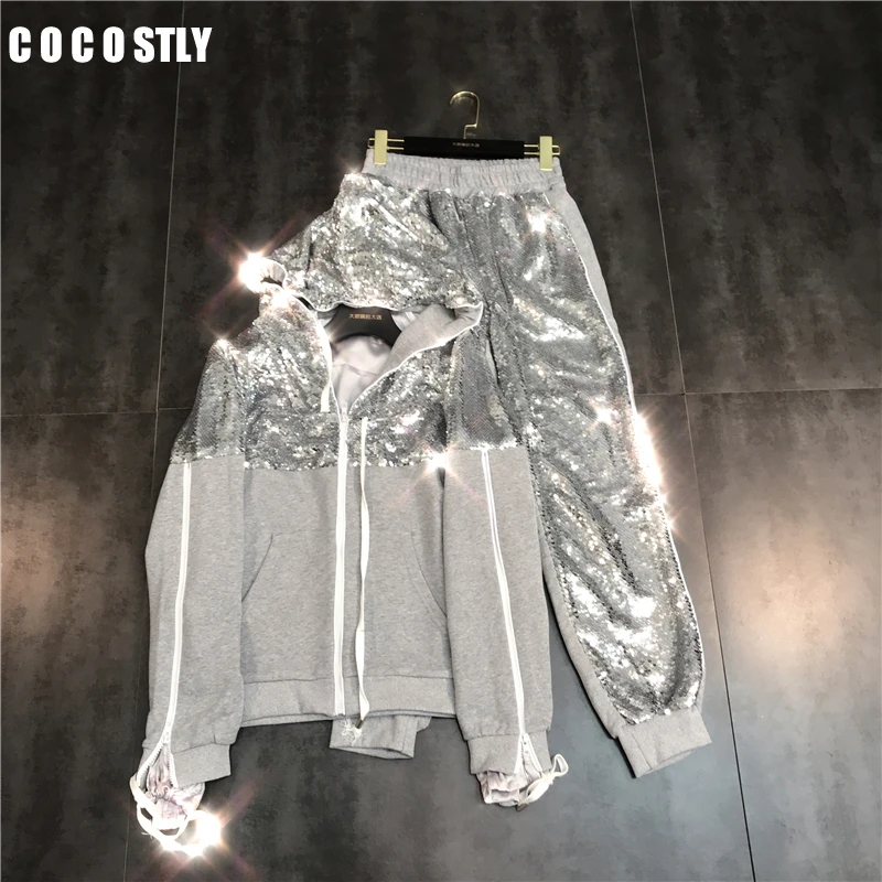 silver sequin hoodie