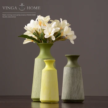 

Nordic modern ceramic creative vase home decor crafts room decoration object Pastoral Dried flowers vase pot porcelain figurines