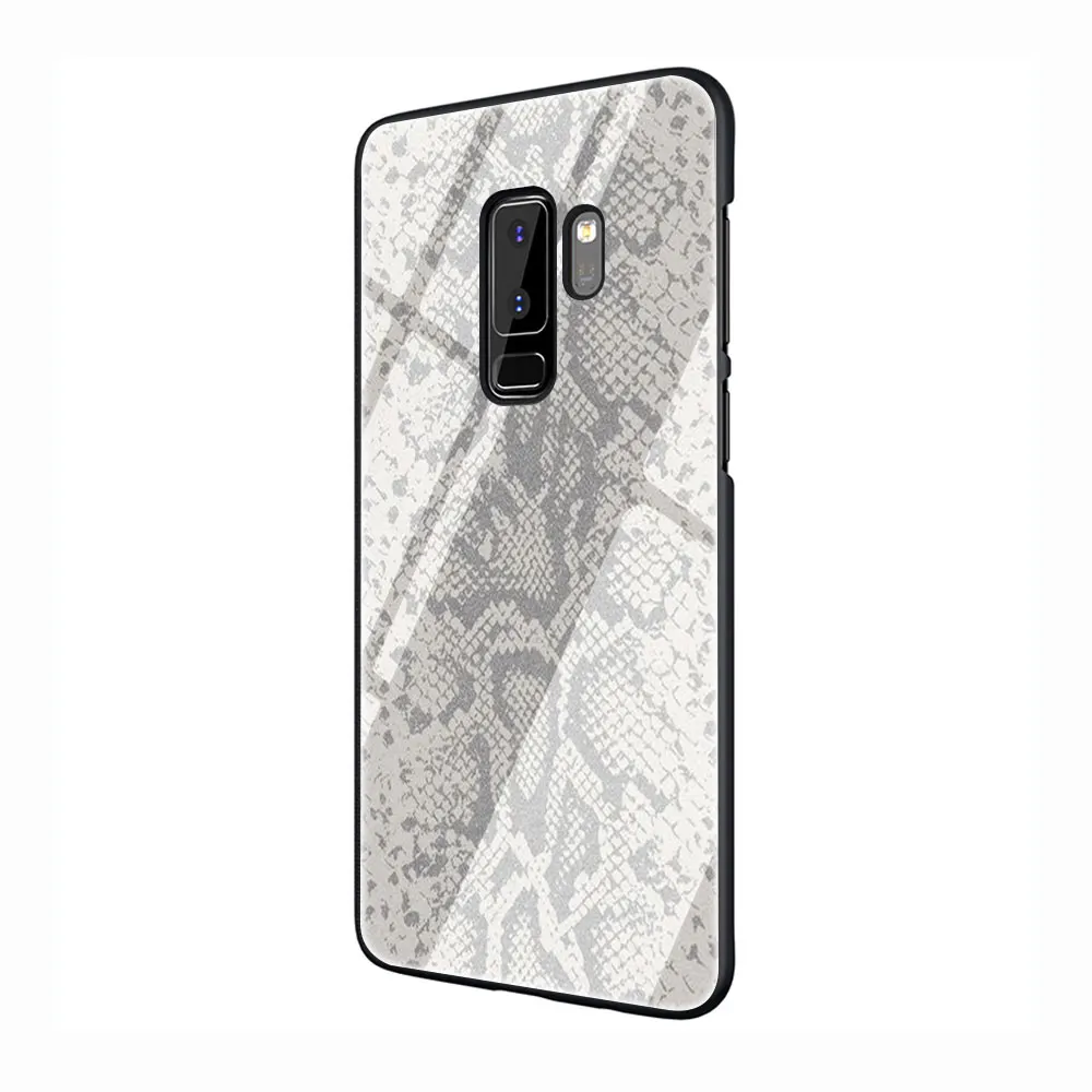 Кожа питона, змеи закаленное Стекло TPU черный чехол для Galaxy S7 Edge S8 S9 плюс S10 Note 8, 9, 10, A10 20 30 40 50 60 70 - Цвет: G10