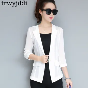 

Summer Women Blazer Jackets 2020 Slim Short Mesh Breathable Seven Sleeve Female Suit Korean Thin Coat Jacket Summer Tops hl357
