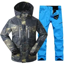 GSOU снег мужской лыжный костюм сноуборд куртка брюки Спорт на открытом воздухе одежда Лыжный ветрозащитный для езды водонепроницаемый мужской костюм набор костюм для защиты от пониженных температур
