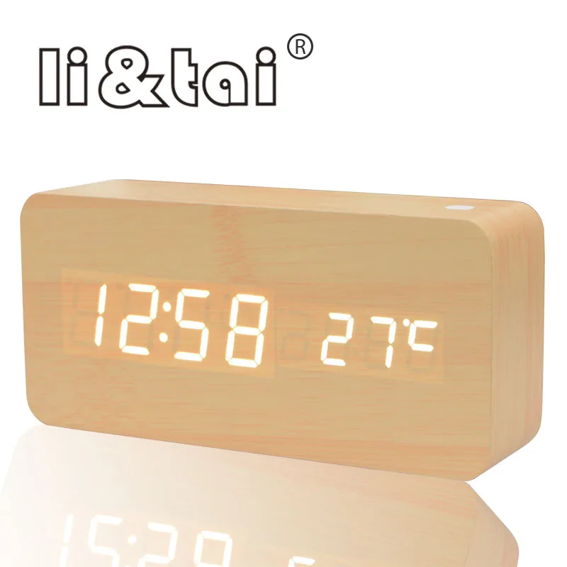 fast nitrogen privatliv Wooden Led Alarm Clock Modern Style Temperature Sounds Control Calendar Led  Display Electronic Desktop Digital Table Wood Clock - Alarm Clocks -  AliExpress