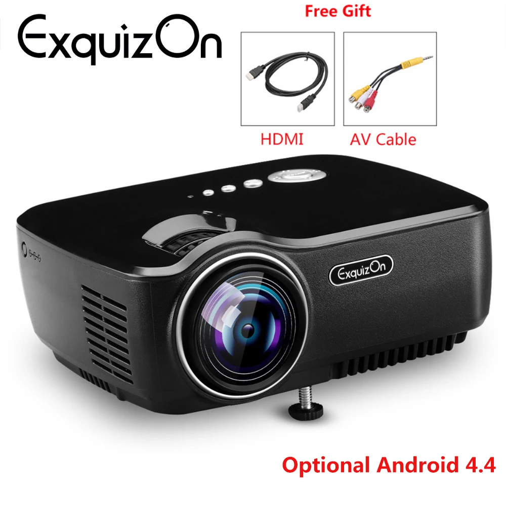 Проектор Exquizon GP70 1800 люмен 1080 P проектор для домашнего кинотеатра с бесплатным HDMI (опционально Android 4,4 Bluetooth) PK AM01