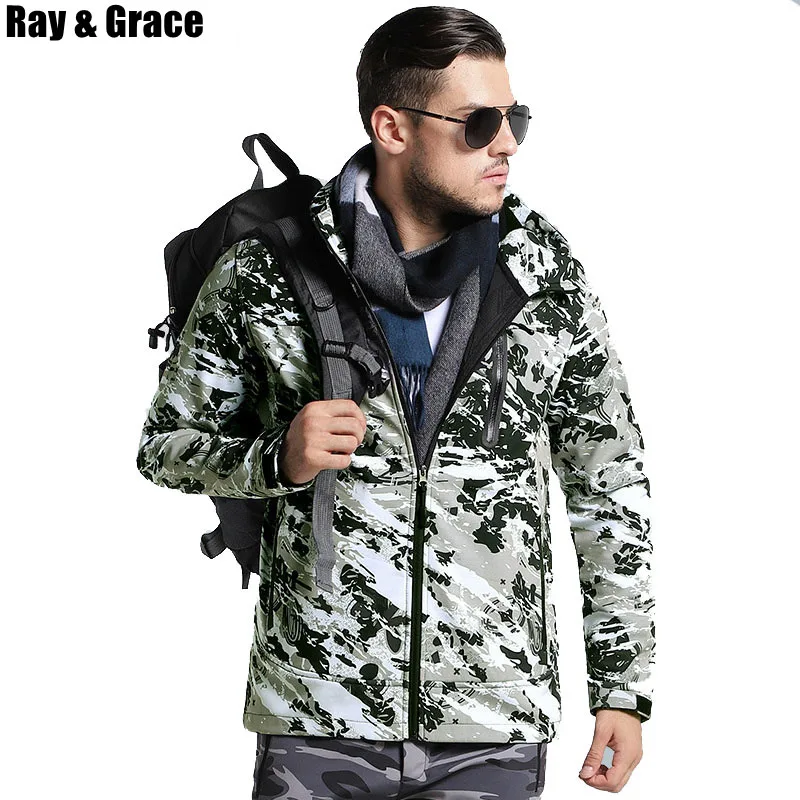RAY GRACE открытый термальность для мужчин куртка флис демисезонный спортивные Кемпинг пеший Туризм Пальто Softshell куртки Водонепроницаемая спортивная одежда