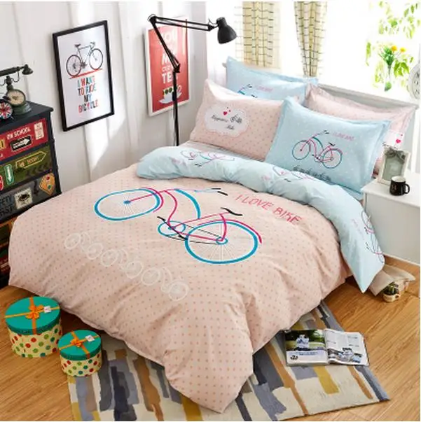 

Free shipping 3pcs 4pcs Big cartoon version bedding four sheet bedding bag size Full King Queen Twin dormitory three