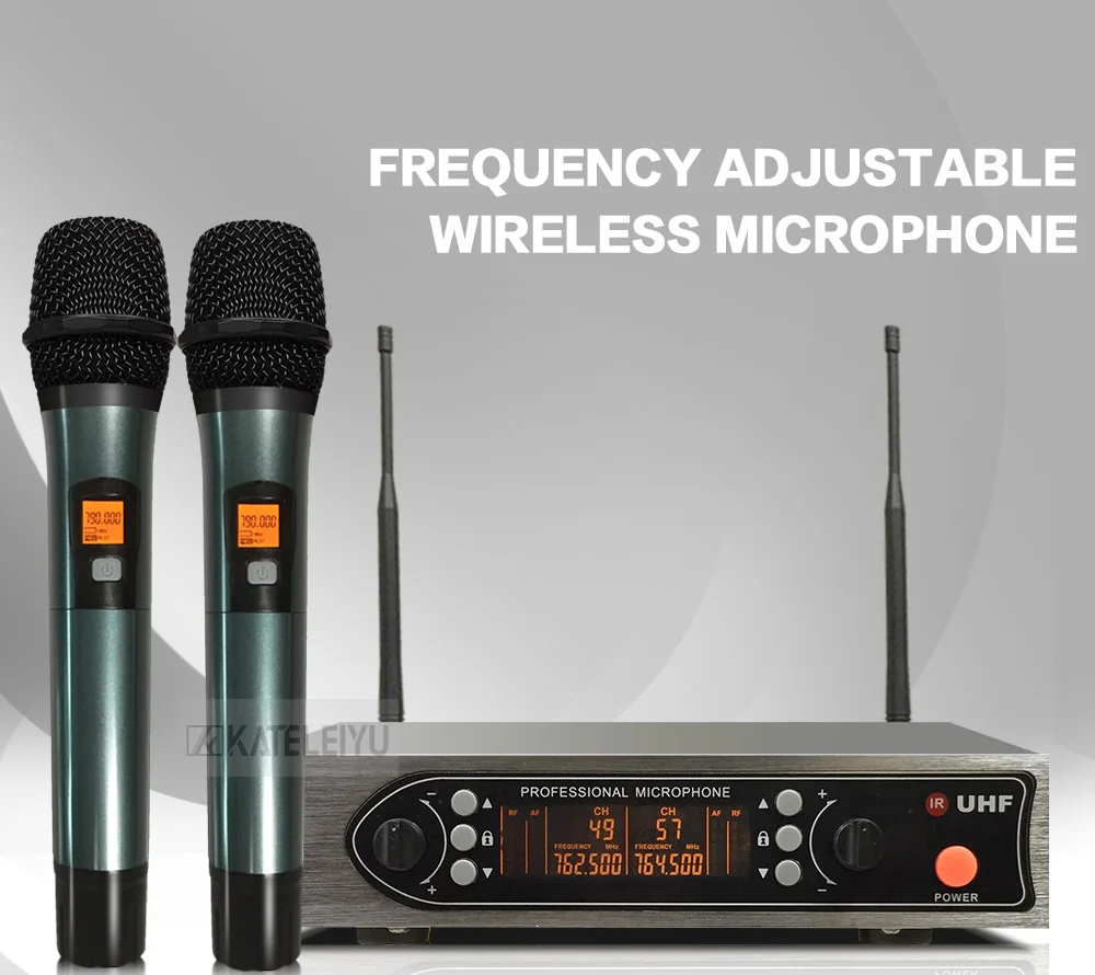 Профессиональный UHF беспроводной микрофон системы двойной ручной микрофон с приемником для караоке ktv конференции пение