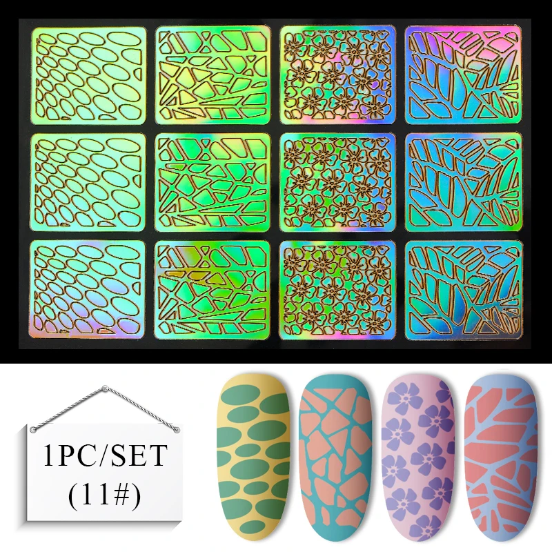 Mtssii 1 лист DIY маникюр неправильный Шаблон трафарет многоразовый дизайн ногтей Vinyls полые наклейки штамповка шаблон инструменты для ногтей - Цвет: QK5465