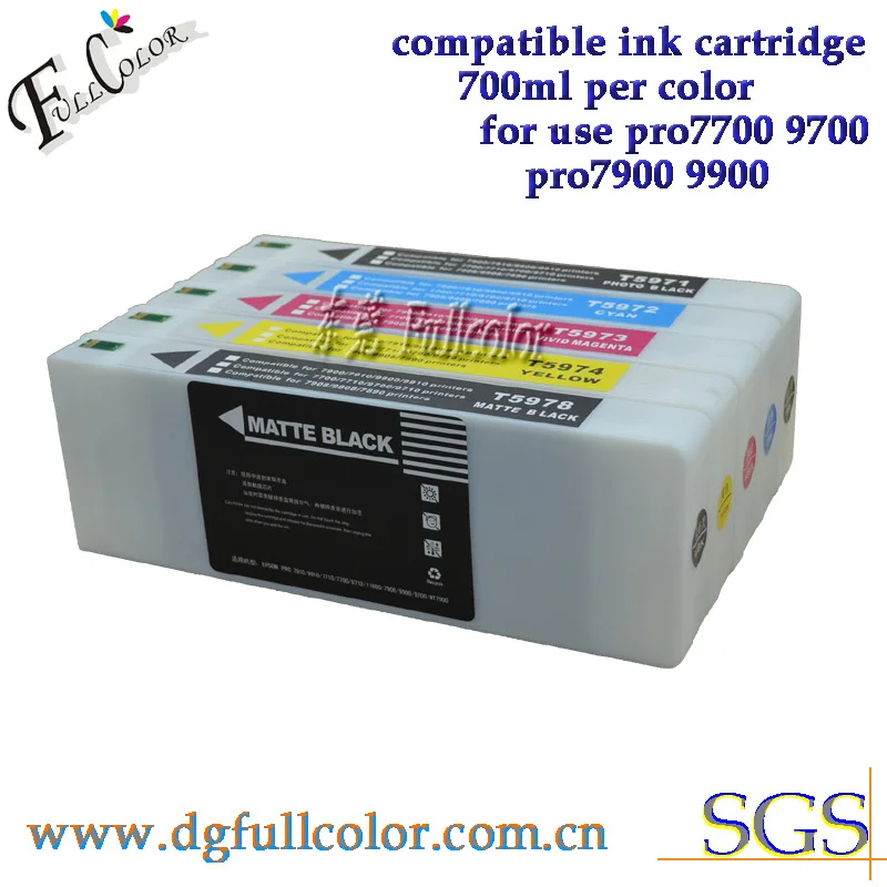 Free shipping 700ml ink cartridge for epsn pro 9700 7700 large format printer ink 5 color set