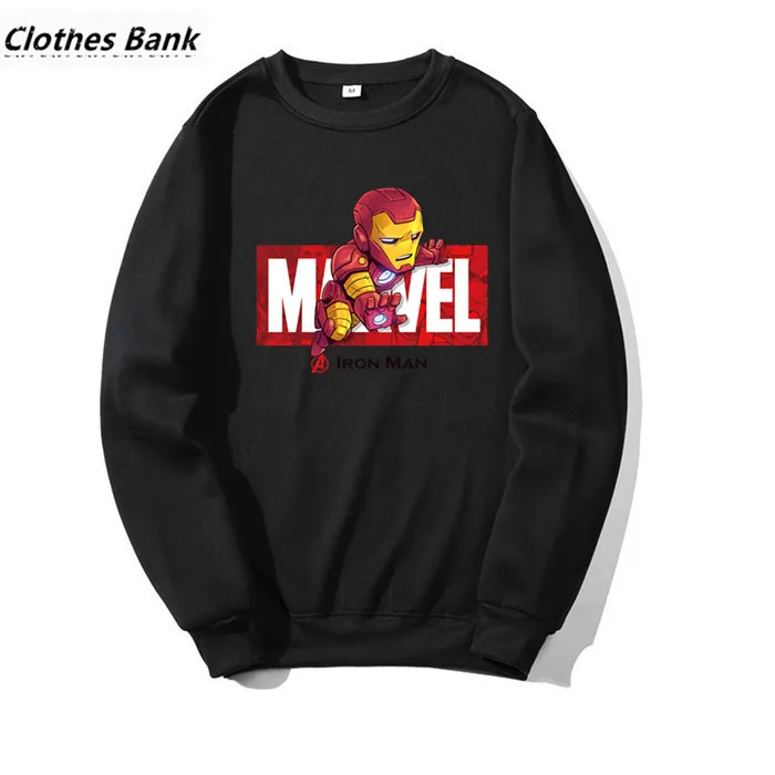 Marvel из мультфильма &quotЖелезный человек&quot Забавный принт Kpop хип хоп Crewneck