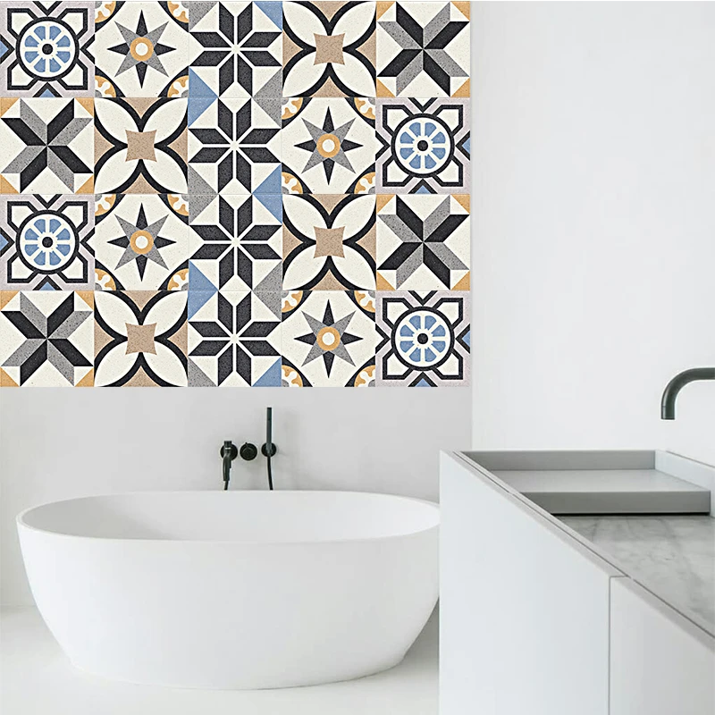 Moroccan Style Diy Mosaic Wall Tiles Stickers Waist Line Wall Sticker Kitchen Adhesive Bathroom Toilet Waterproof Pvc Wallpapers Wall Stickers Aliexpress