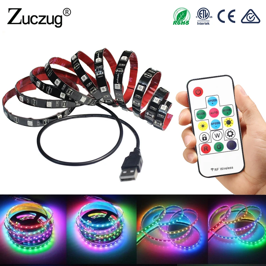 

WS2812B LED Strip 5 v light Waterproof 60 LEDs 5V RGB 5050 TV backlight Dream Color Flexible Strips 14key Remote Neon Tape lamp