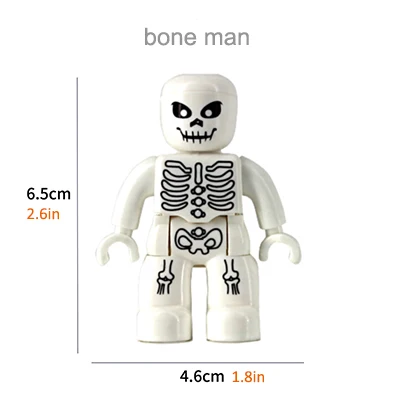 Строительные блоки большого размера персонаж семейный рабочий полицейский фигурки совместим с Duplo кирпичи образовательные игрушки для детей - Цвет: bone man
