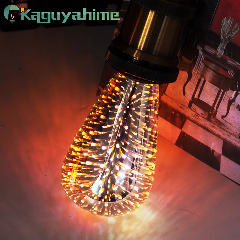 Kaguyahime светодиодный лампы 3D звезда Эдисон E27 красочные ST64 A60 G80 G95 светильник 220V110V