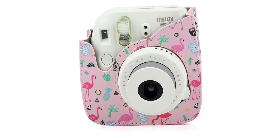 Недавно Фламинго Instax Mini 9 чехол PU сумка камера сумки с защитный ремень чехол для Fujifilm Instax Mini 8/8+/9