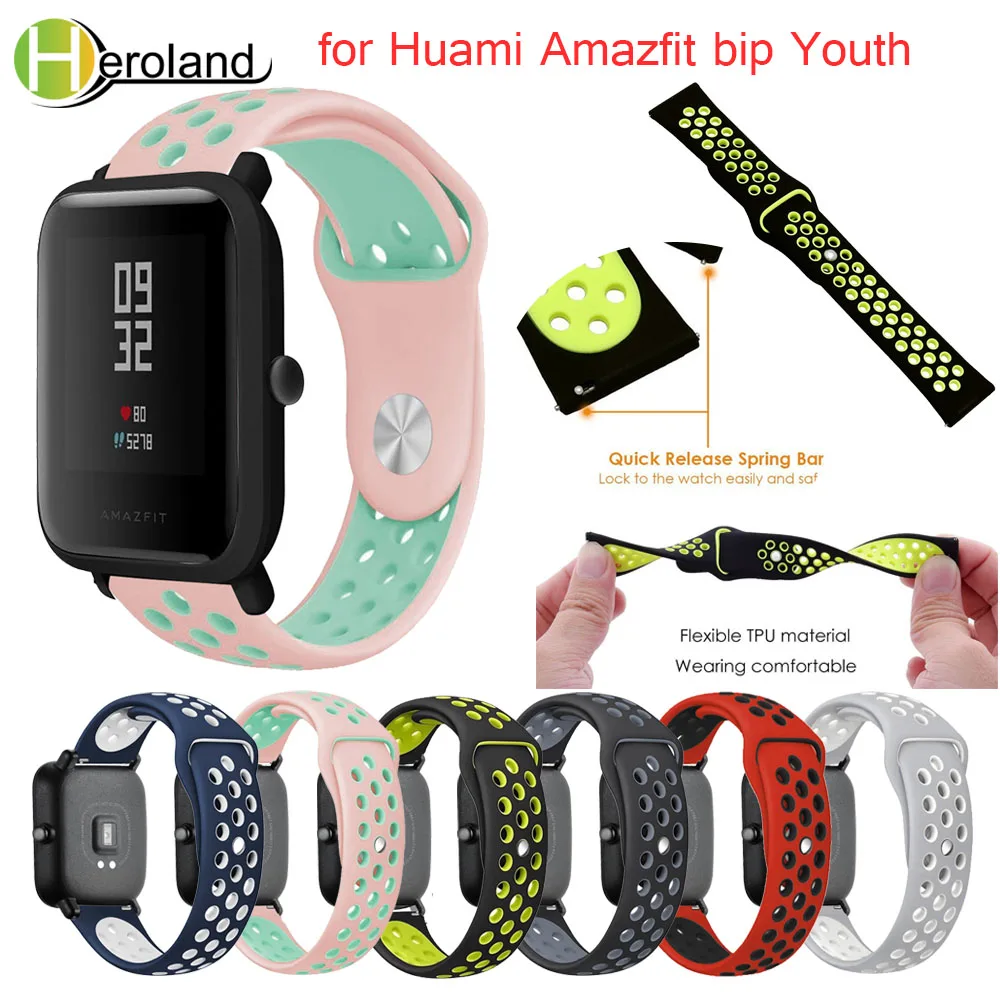 Браслет с двойным цветным ремешком для Xiaomi Huami Amazfit bip Youth Смарт часы 20 мм сменные