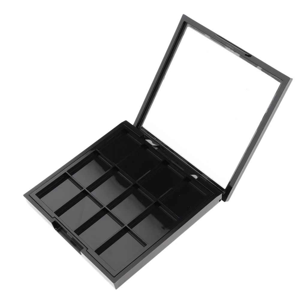 Black 12 Space Makeup Palette for Eyeshadows Highlighters Cosmetic Lip Color Balm
