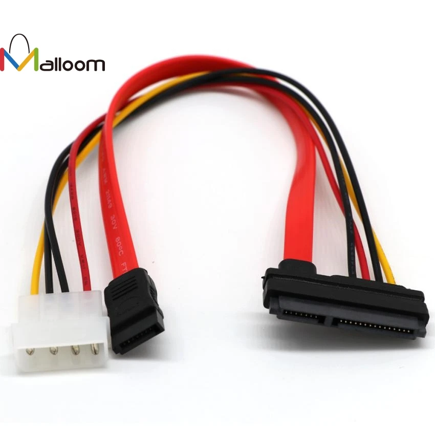 

Malloom 1PCS Hot Selling 30cm SATA Combo 7+15 Pin SATA Data Power Cable Combo Extension Cable 4 Pin Cable to Serial ATA Lead#20